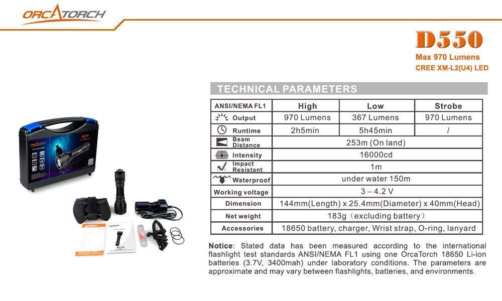 Orca D550 Dive Light