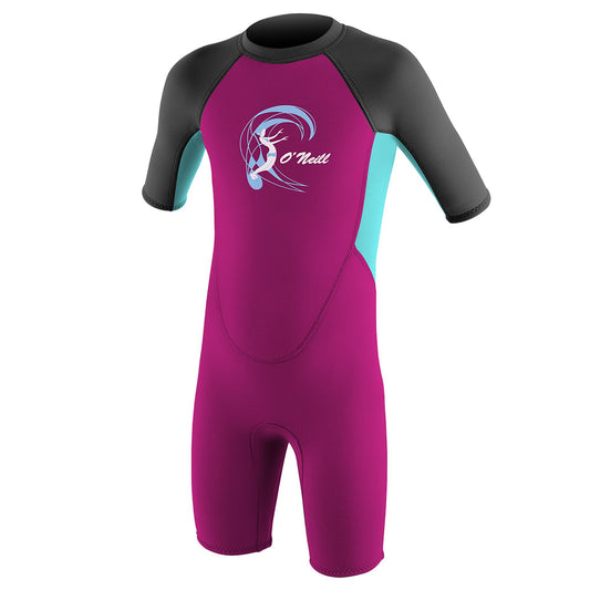 O'Neill Toddler Reactor 2 2mm Back Zip Shorty Wetsuit Berry/Ltaqua/Graph