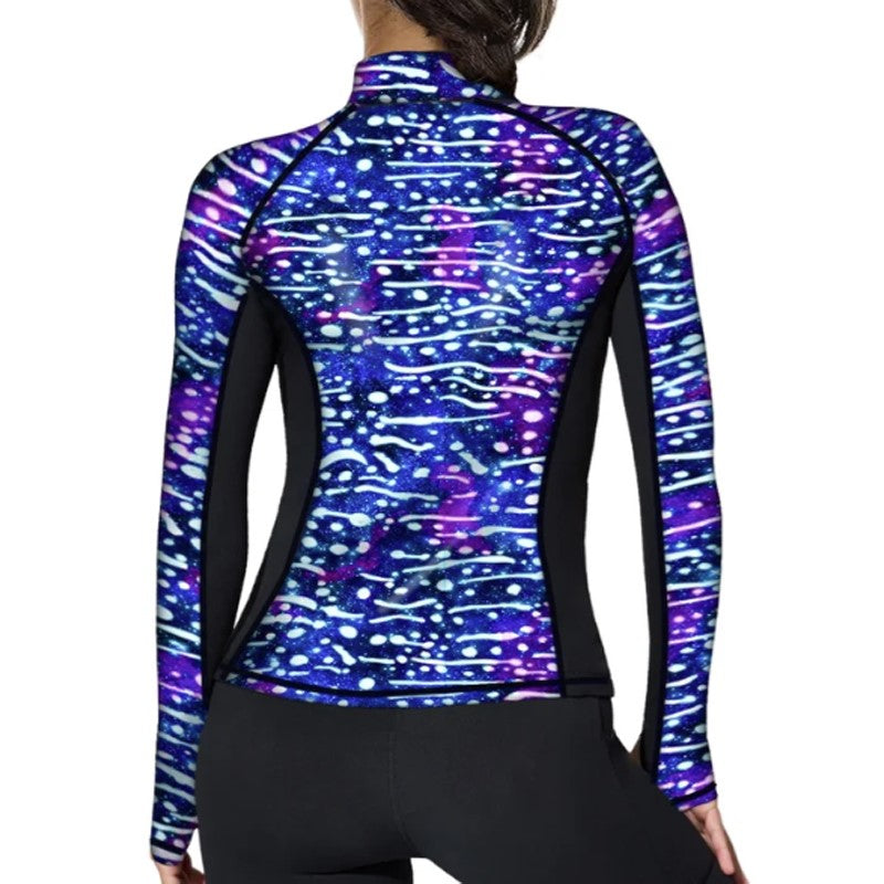 SpaceFish Army Galaxy Whale Shark Women's Zip Rashguard