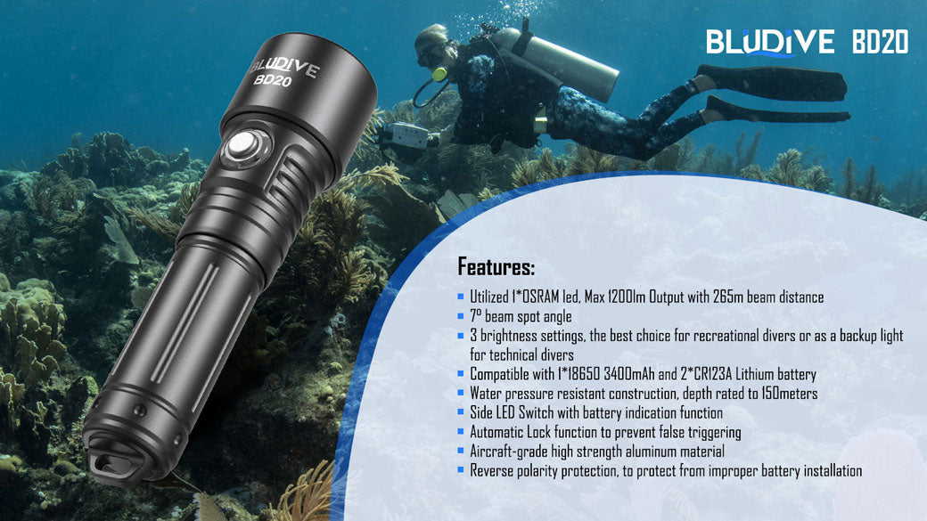 BLUDIVE BD20 Dive Torch