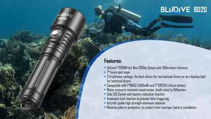 BLUDIVE BD20 Dive Torch