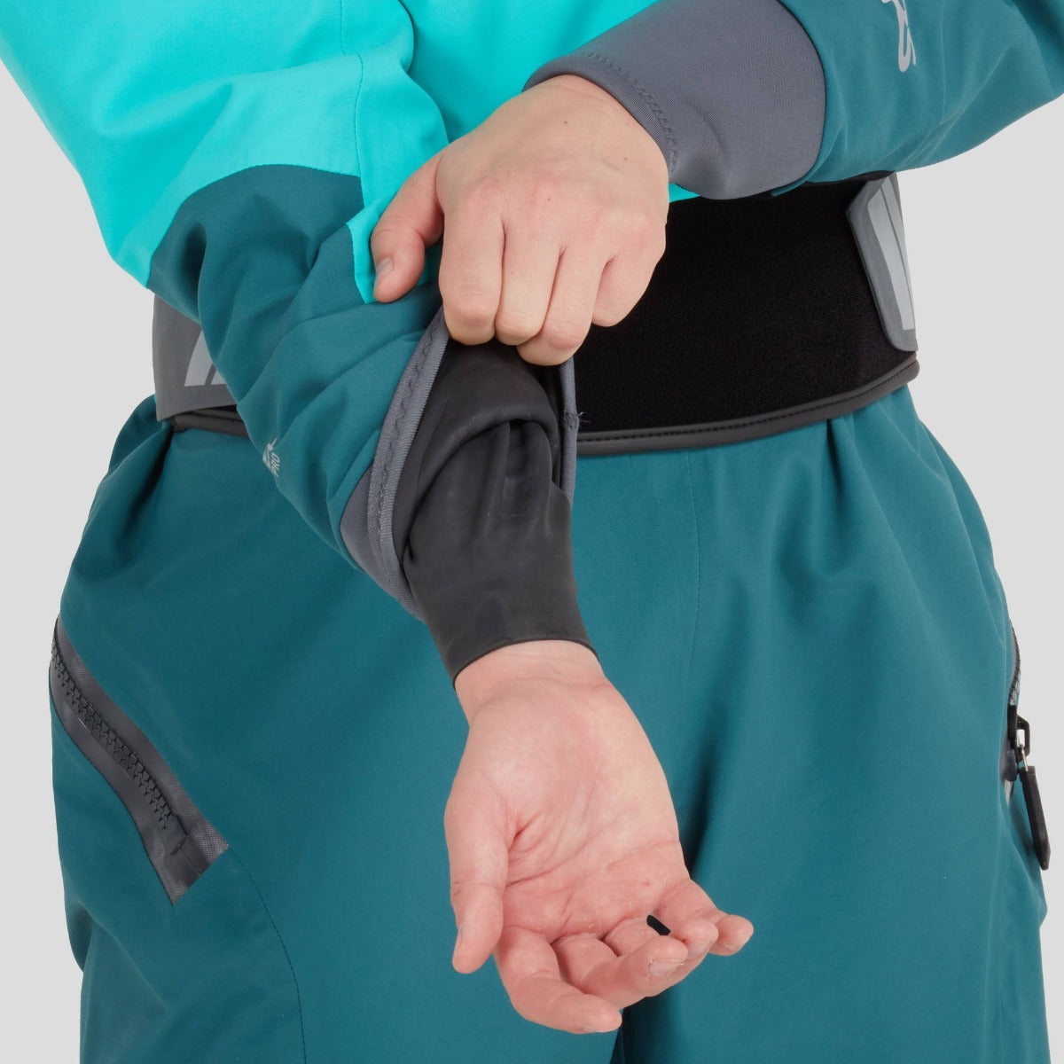 NRS Phenom Women's Back Entry Gore-Tex Drysuit Aqua