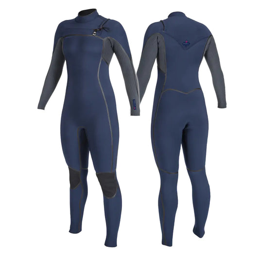 O'Neill Hyperfreak Fire 5/4+ Women's Chest Zip Full Wetsuit Navy/Shade