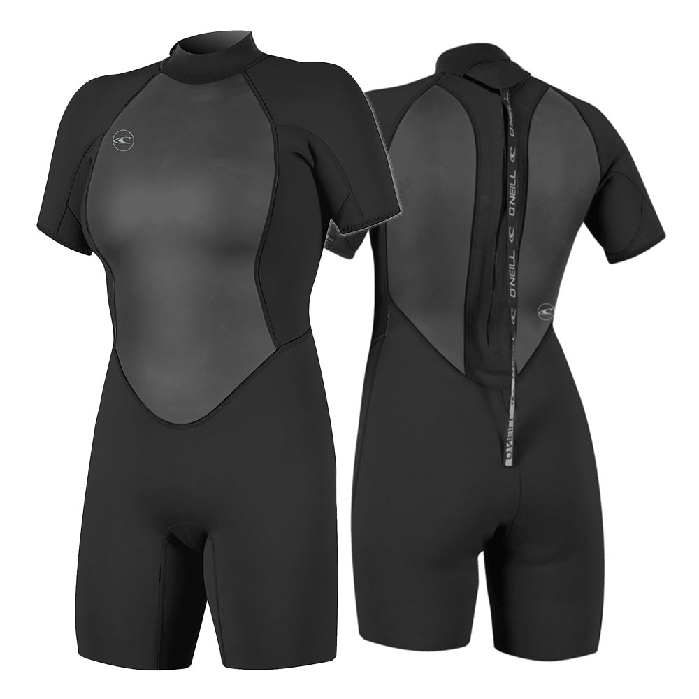 O'Neill Reactor 2 2mm Women's Back Zip Shorty Wetsuit Black US 6 UK 8