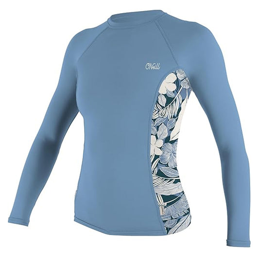 O'Neill Side Print Women's L/S Rash Guard Faded Denim/Palmento Tropical