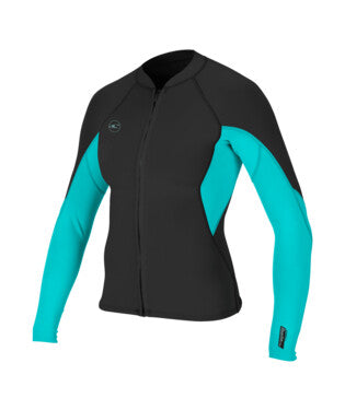 O'Neill Reactor 1.5mm Women's FZ Neoprene Jacket Black/Light Aqua