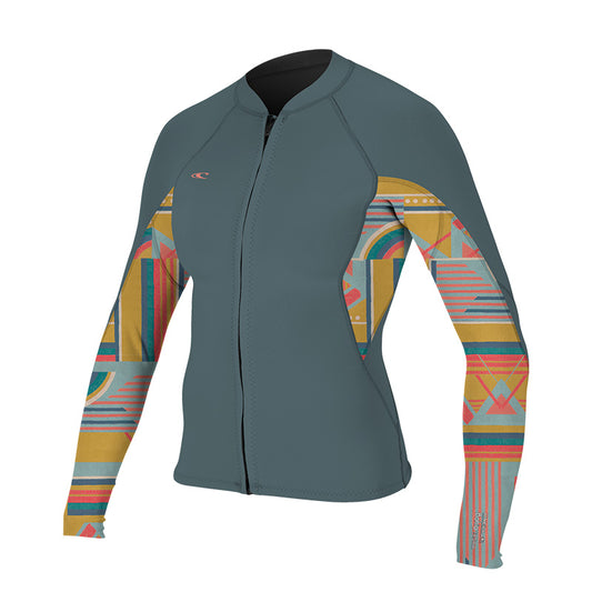 O'Neill Bahia Full Zip Women's Neoprene Jacket Shade/ArtaGeo US 8 UK 10