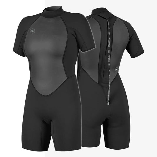 O'Neill Reactor 2 2mm Women's Back Zip Shorty Wetsuit Black