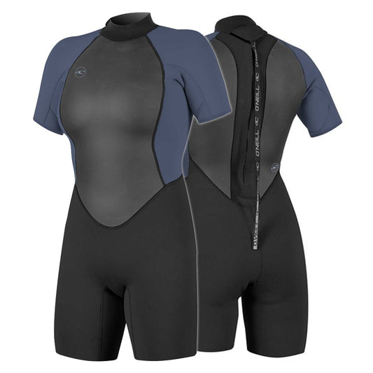 O'Neill Reactor 2 2mm Women's Back Zip Shorty Wetsuit Black/Mist