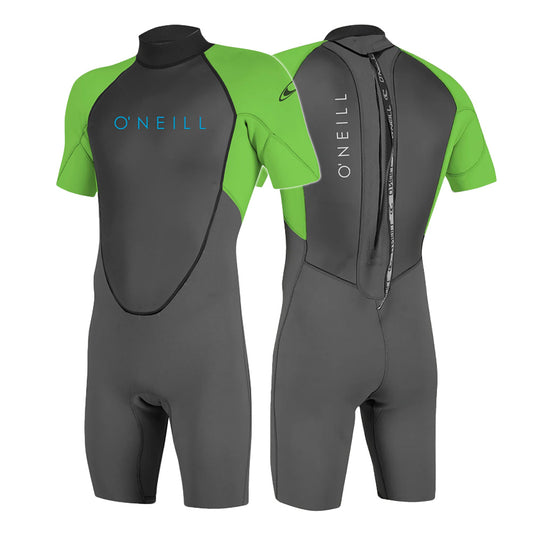 O'Neill Reactor 2 2mm Youth Back Zip Shorty Wetsuit Graph/Dayglo