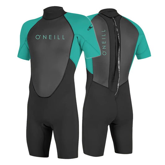 O'Neill Reactor 2 2mm Youth Back Zip Shorty Wetsuit Black/LightAqua