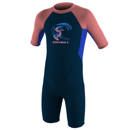 O'Neill Toddler Reactor 2 2mm Back Zip Shorty Wetsuit Slate/Tahitnblu/Coral