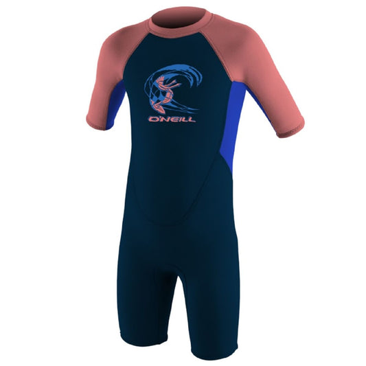 O'Neill Toddler Reactor 2 2mm Back Zip Shorty Wetsuit Slate/Tahitnblu/Coral