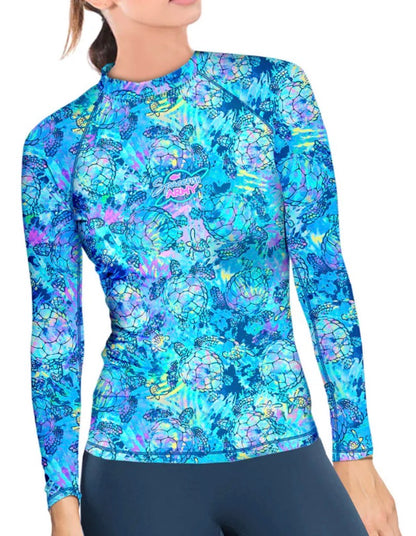 SpaceFish Army Turtle Tie Dye Women's Rashguard