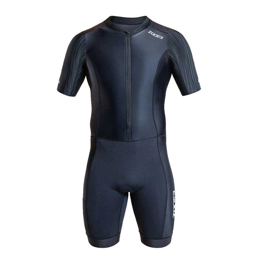 Zone3 Activate+ Plus Men's Short Sleeve Full Zip Trisuit Black