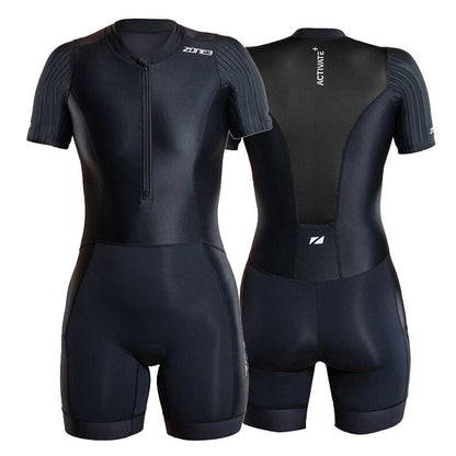 Zone3 Activate+ Plus Women's Short Sleeve Full Zip Trisuit Black