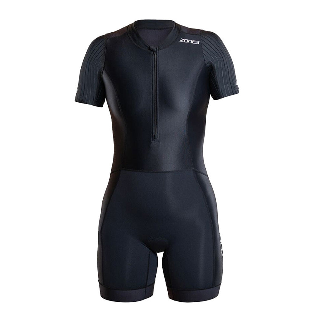Zone3 Activate+ Plus Women's Short Sleeve Full Zip Trisuit Black