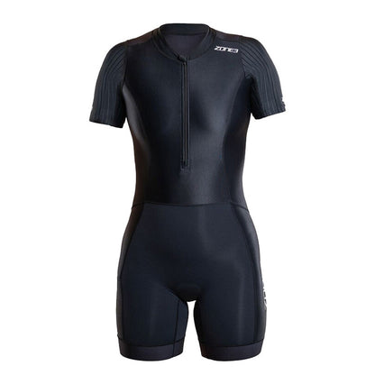 Zone3 Activate+ Plus Women's Short Sleeve Full Zip Trisuit Black