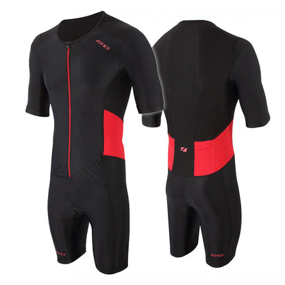 Zone3 Activate Mens Short Sleeve Full Zip Trisuit Black/Red