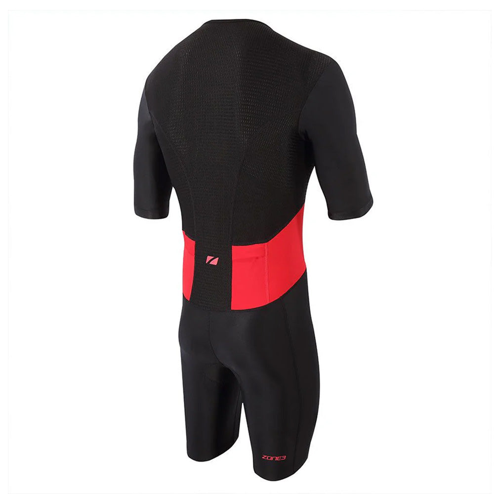 Zone3 Activate Mens Short Sleeve Full Zip Trisuit Black/Red