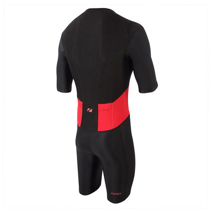 Zone3 Activate Mens Short Sleeve Full Zip Trisuit Black/Red