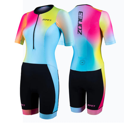 Zone3 Activate Plus Women's Short Sleeve Full Zip Trisuit Neon/Black